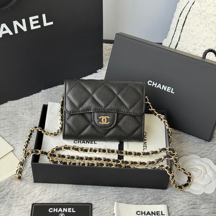 CHANEL 0238 SS19 チェーン付きカードケース カヴィア粒革 サイズ:12.5x8.5x2.5cm