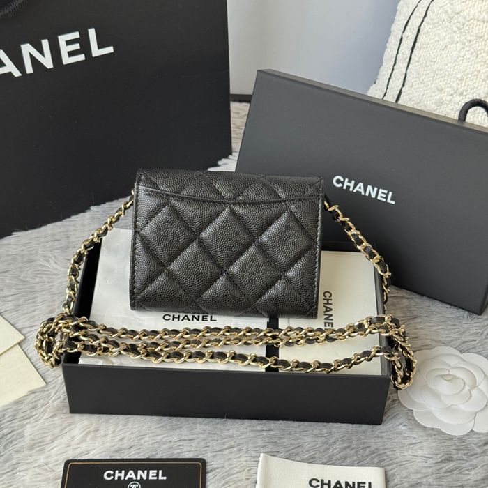 CHANEL 0238 SS19 チェーン付きカードケース カヴィア粒革 サイズ:12.5x8.5x2.5cm