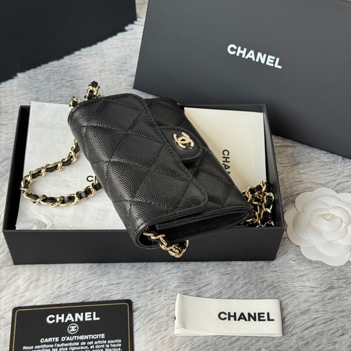 CHANEL 0238 SS19 チェーン付きカードケース カヴィア粒革 サイズ:12.5x8.5x2.5cm