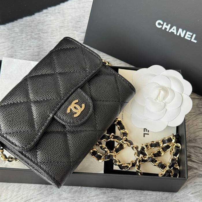 CHANEL 0238 SS19 チェーン付きカードケース カヴィア粒革 サイズ:12.5x8.5x2.5cm