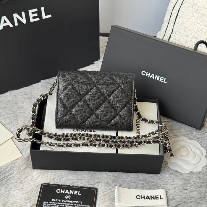 CHANEL 0238 SS19 チェーン付きカードケース カヴィア粒革 サイズ:12.5x8.5x2.5cm