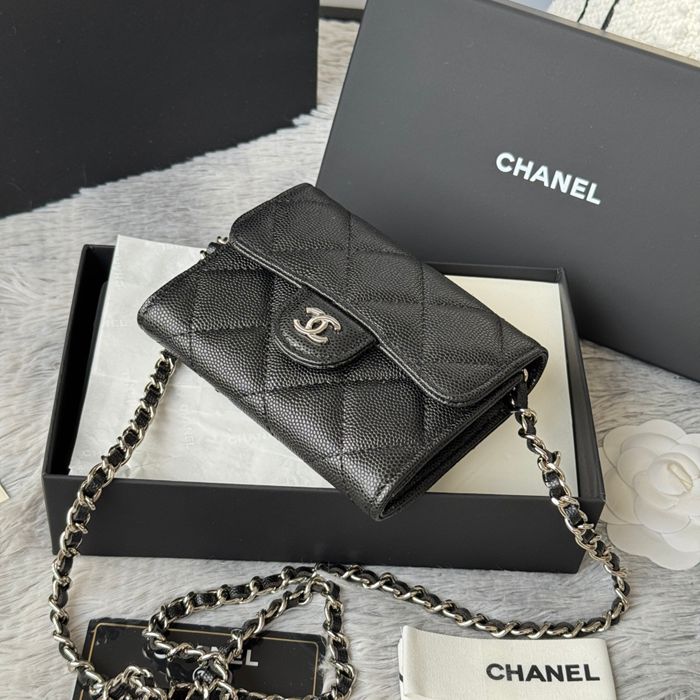 CHANEL 0238 SS19 チェーン付きカードケース カヴィア粒革 サイズ:12.5x8.5x2.5cm