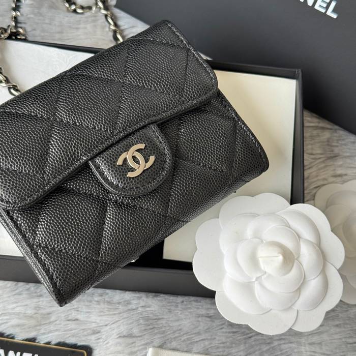 CHANEL 0238 SS19 チェーン付きカードケース カヴィア粒革 サイズ:12.5x8.5x2.5cm