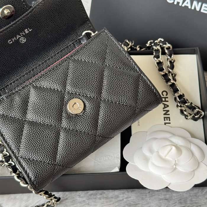 CHANEL 0238 SS19 チェーン付きカードケース カヴィア粒革 サイズ:12.5x8.5x2.5cm
