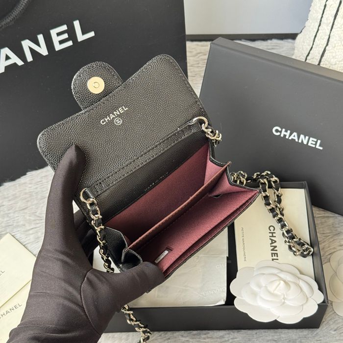 CHANEL 0238 SS19 チェーン付きカードケース カヴィア粒革 サイズ:12.5x8.5x2.5cm
