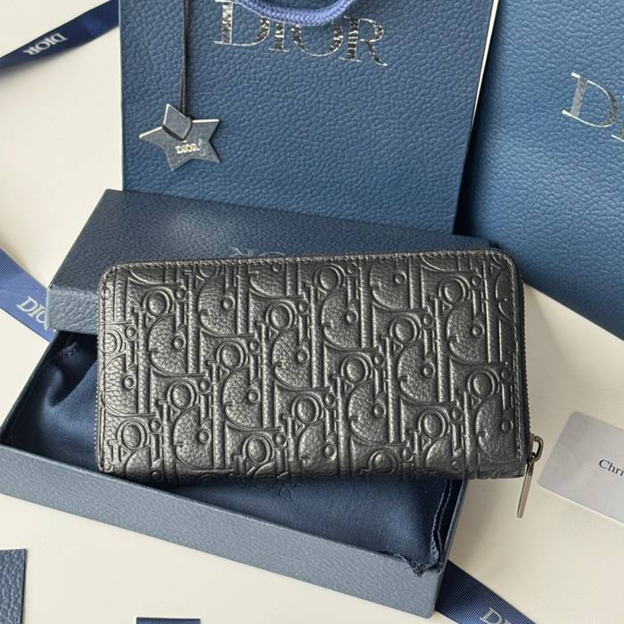 DIOR 2ADBC315YKK プレス長財布 ジッピー 黒粒面牛皮 サイズ:19.8x11cm