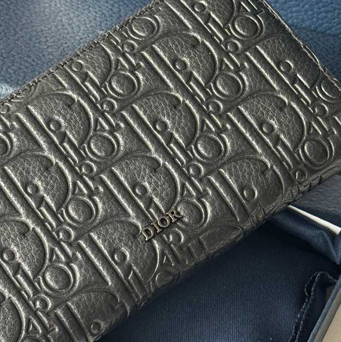DIOR 2ADBC315YKK プレス長財布 ジッピー 黒粒面牛皮 サイズ:19.8x11cm