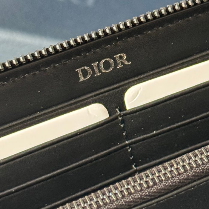 DIOR 2ADBC315YKK プレス長財布 ジッピー 黒粒面牛皮 サイズ:19.8x11cm