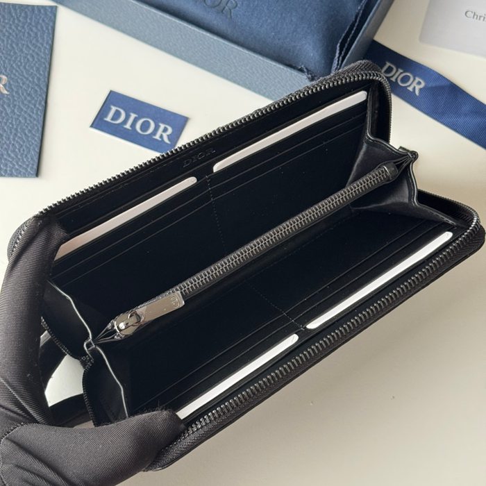 DIOR 2ADBC315YKK サドル長財布 ジッピー 黒粒面牛皮 サイズ:19.8x11cm