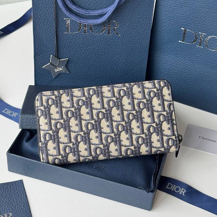 DIOR 2ADBC315YKK サドル長財布 ジッピー 黒粒面牛皮 サイズ:19.8x11cm