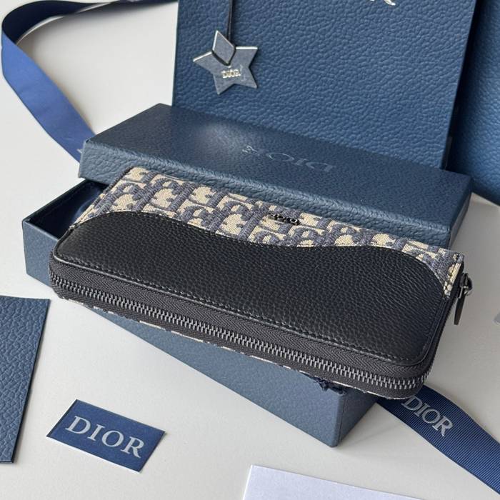 DIOR 2ADBC315YKK サドル長財布 ジッピー 黒粒面牛皮 サイズ:19.8x11cm