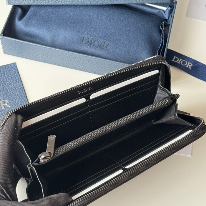DIOR 2ADBC315YKK サドル長財布 ジッピー 黒粒面牛皮 サイズ:19.8x11cm