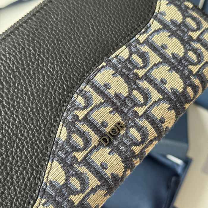 DIOR 2ADBC315YKK サドル長財布 ジッピー 黒粒面牛皮 サイズ:19.8x11cm