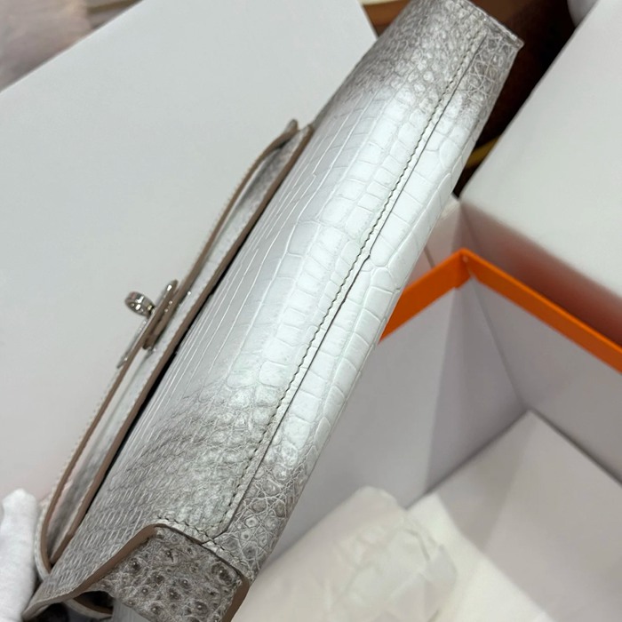 HERMES ケリー デペッシュ 25cm クラッチバッグ マットワニ腹皮 ヒマラヤホワイト サイズ: