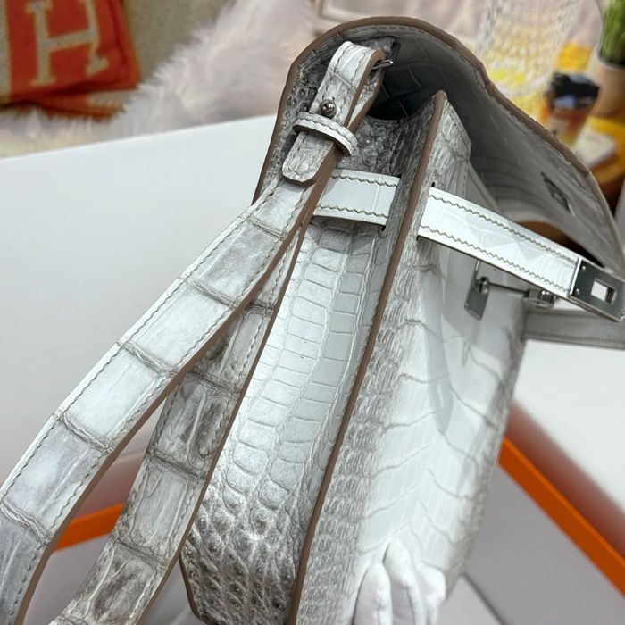 HERMES ケリー デペッシュ 25cm クラッチバッグ マットワニ腹皮 ヒマラヤホワイト サイズ: