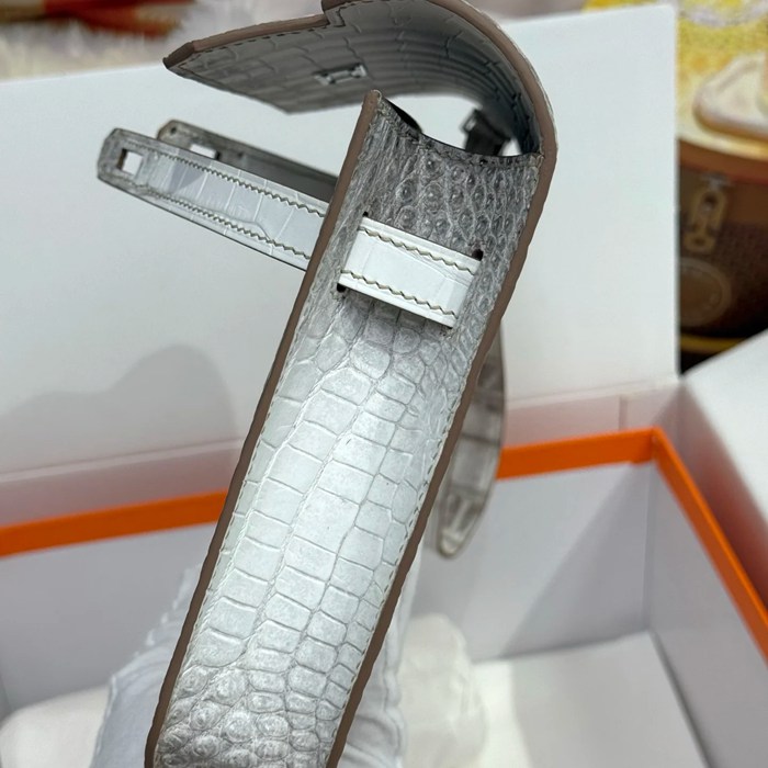 HERMES ケリー デペッシュ 25cm クラッチバッグ マットワニ腹皮 ヒマラヤホワイト サイズ: