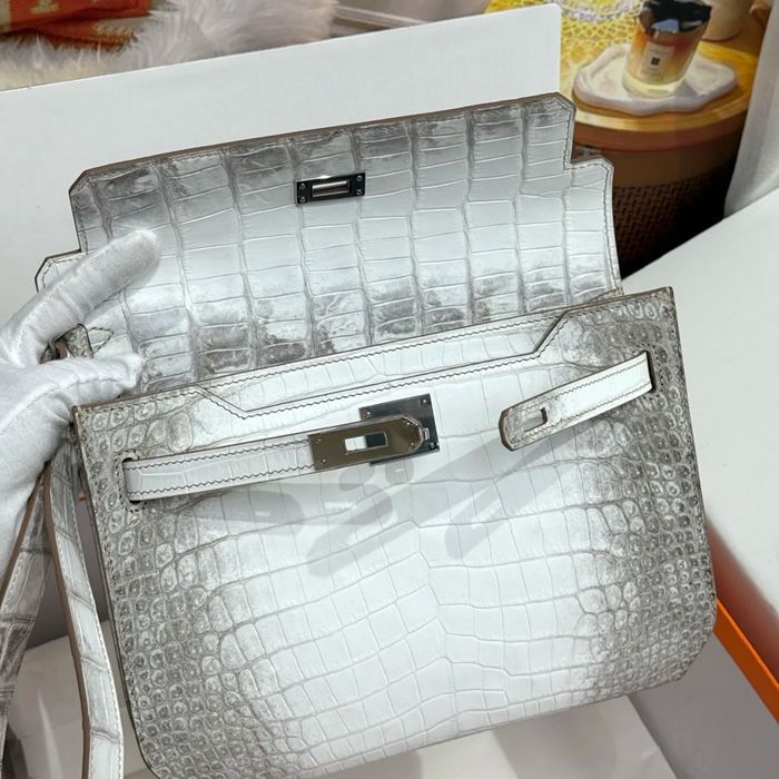 HERMES ケリー デペッシュ 25cm クラッチバッグ マットワニ腹皮 ヒマラヤホワイト サイズ: