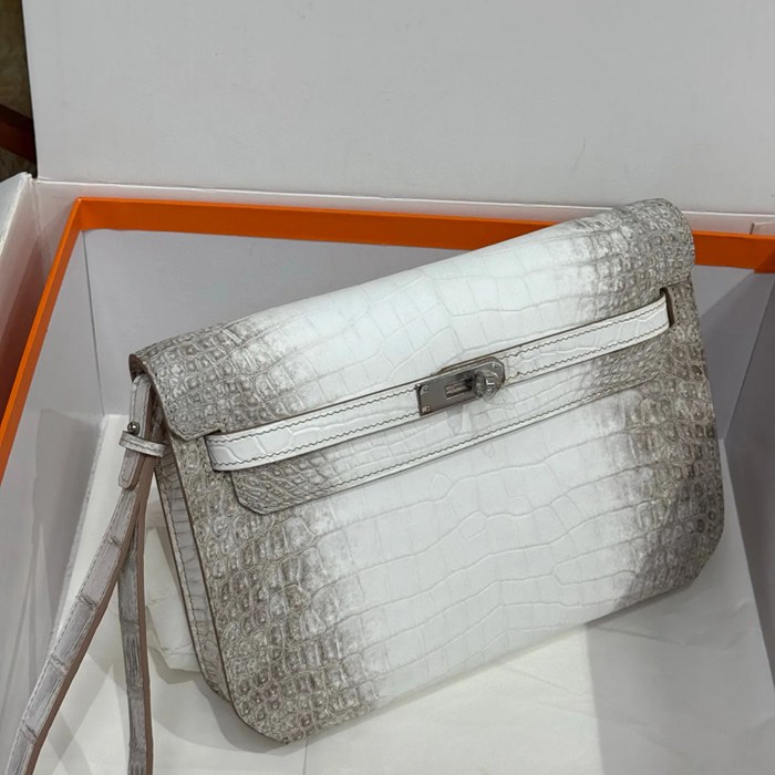 HERMES ケリー デペッシュ 25cm クラッチバッグ マットワニ腹皮 ヒマラヤホワイト サイズ: