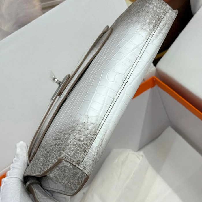 HERMES ケリー デペッシュ 25cm クラッチバッグ マットワニ腹皮 ヒマラヤホワイト サイズ: