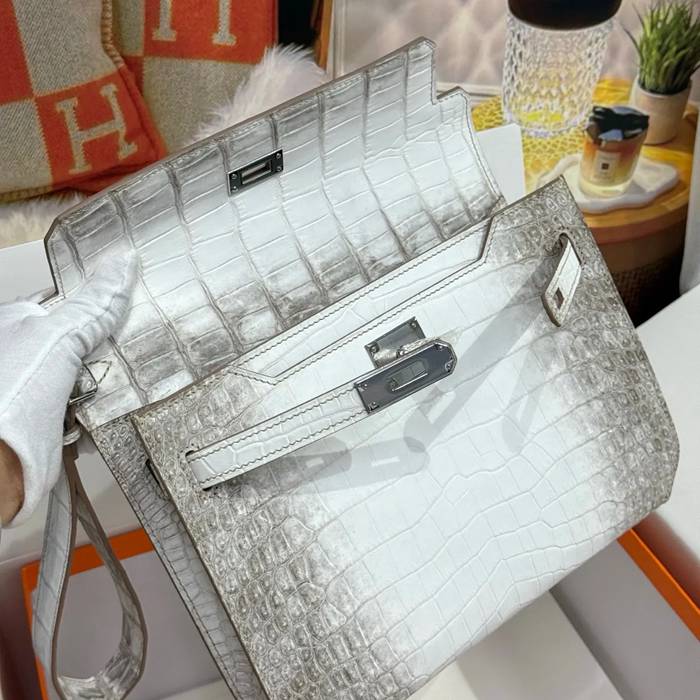 HERMES ケリー デペッシュ 25cm クラッチバッグ マットワニ腹皮 ヒマラヤホワイト サイズ: