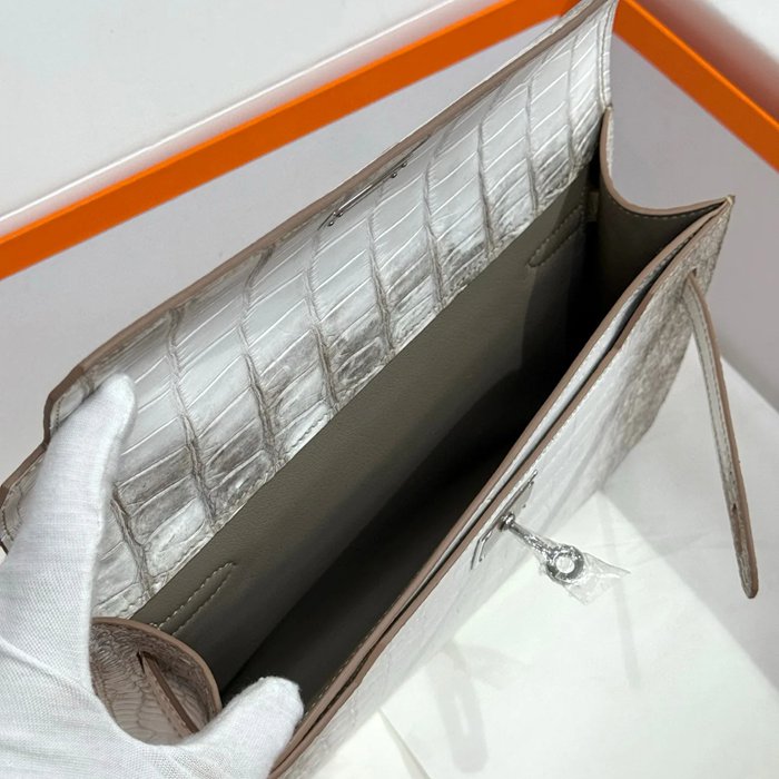 HERMES ケリー デペッシュ 25cm クラッチバッグ マットワニ腹皮 ヒマラヤホワイト サイズ: