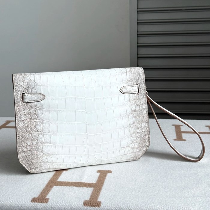 HERMES ケリー デペッシュ 25cm クラッチバッグ マットワニ腹皮 ヒマラヤホワイト サイズ: