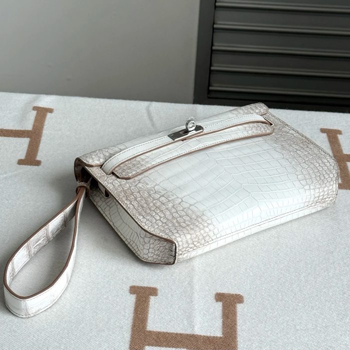 HERMES ケリー デペッシュ 25cm クラッチバッグ マットワニ腹皮 ヒマラヤホワイト サイズ: