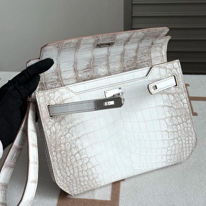HERMES ケリー デペッシュ 25cm クラッチバッグ マットワニ腹皮 ヒマラヤホワイト サイズ: