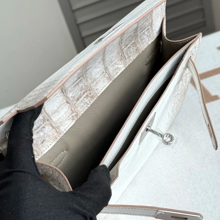HERMES ケリー デペッシュ 25cm クラッチバッグ マットワニ腹皮 ヒマラヤホワイト サイズ: