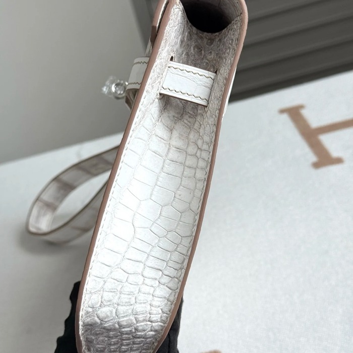 HERMES ケリー デペッシュ 25cm クラッチバッグ マットワニ腹皮 ヒマラヤホワイト サイズ: