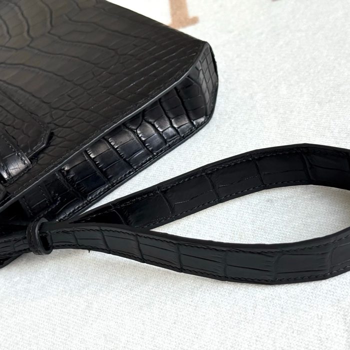 HERMES ケリー デペッシュ 25cm クラッチバッグ マットワニ腹皮 ブラック サイズ: