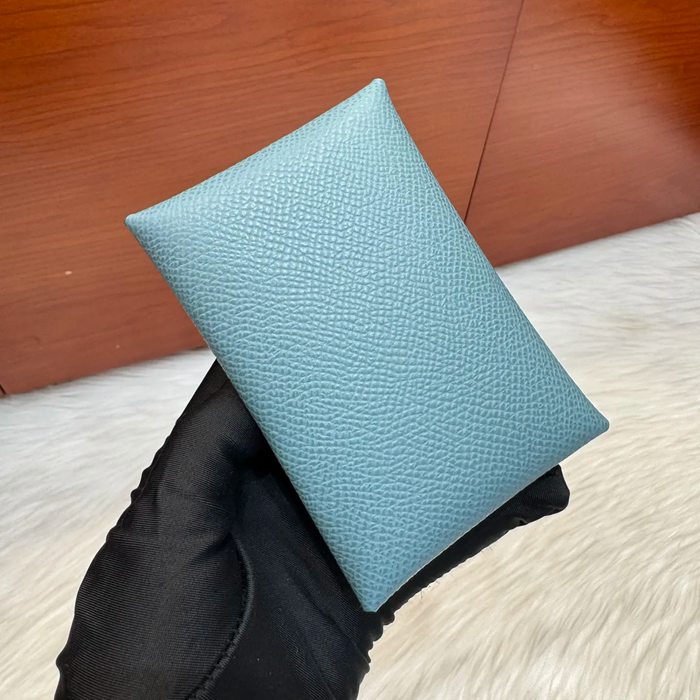 HERMES カルヴィ デュオ 二層カードケース エプソム デニムブルー シルバー金具 サイズ: