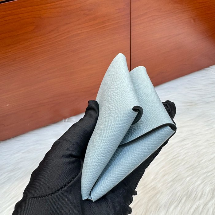 HERMES カルヴィ デュオ 二層カードケース エプソム リネンブルー シルバー金具 サイズ: