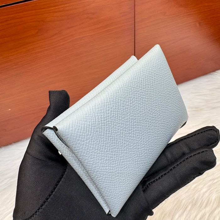 HERMES カルヴィ デュオ 二層カードケース エプソム リネンブルー シルバー金具 サイズ: