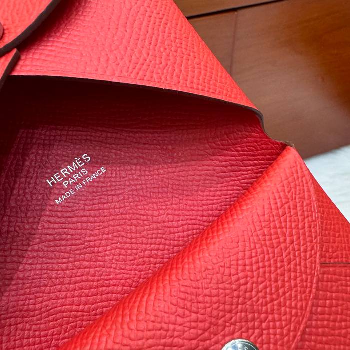 HERMES カルヴィ デュオ 二層カードケース エプソム 国旗レッド シルバー金具 サイズ: