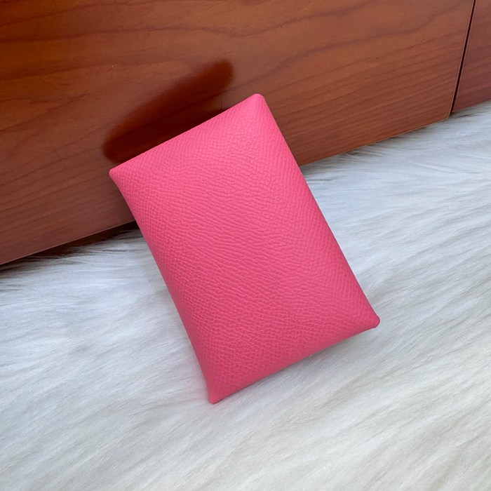 HERMES カルヴィ デュオ 二層カードケース エプソム リップピンク シルバー金具 サイズ: