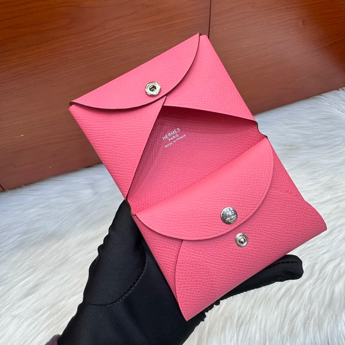 HERMES カルヴィ デュオ 二層カードケース エプソム リップピンク シルバー金具 サイズ: