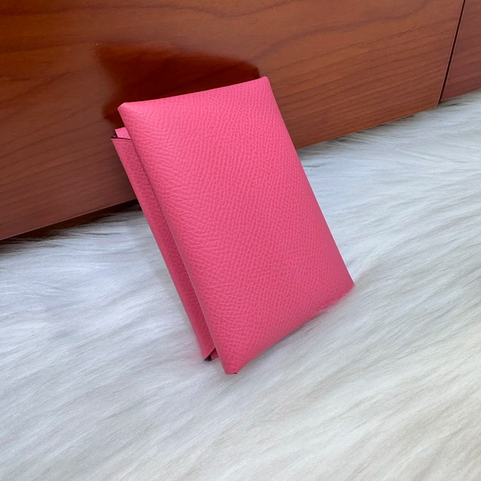 HERMES カルヴィ デュオ 二層カードケース エプソム リップピンク シルバー金具 サイズ: