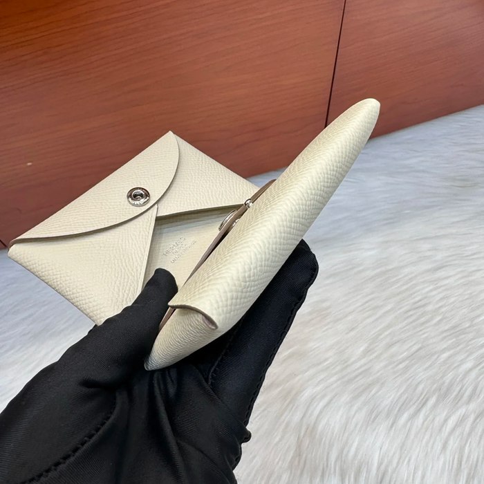 HERMES カルヴィ デュオ 二層カードケース エプソム ミルキーホワイト シルバー金具 サイズ: