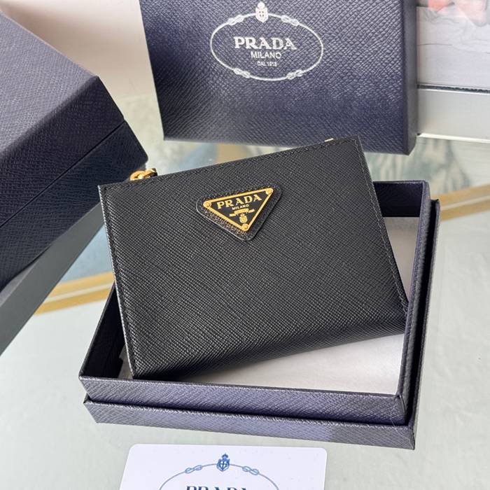 PRADA 1ML050 短財布 サフィアーノ十字紋 牛皮 サイズ:10x9cm