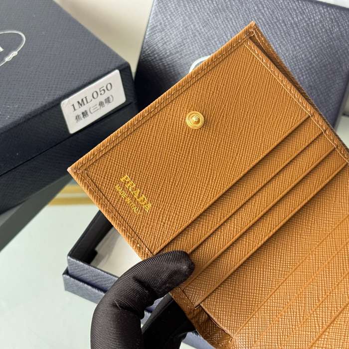 PRADA 1ML050 短財布 サフィアーノ十字紋 牛皮 サイズ:10x9cm