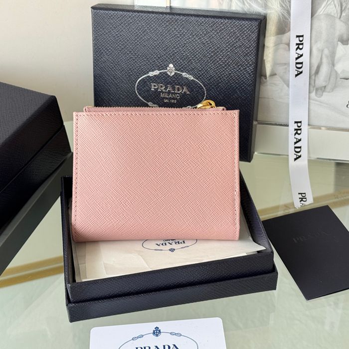 PRADA 1ML050 短財布 サフィアーノ十字紋 牛皮 サイズ:10x9cm
