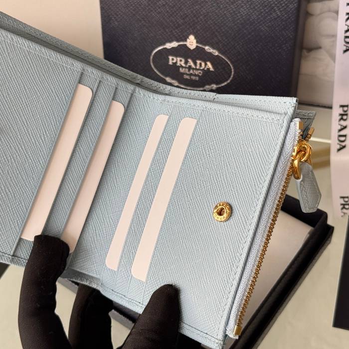 PRADA 1ML050 短財布 サフィアーノ十字紋 牛皮 サイズ:10x9cm