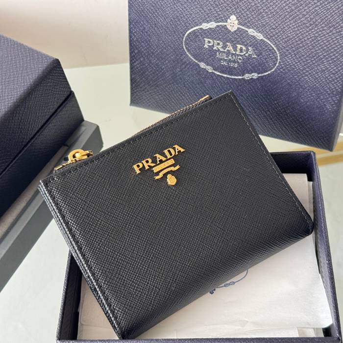 PRADA 1ML050 短財布 サフィアーノ十字紋 牛皮 サイズ:10x9cm