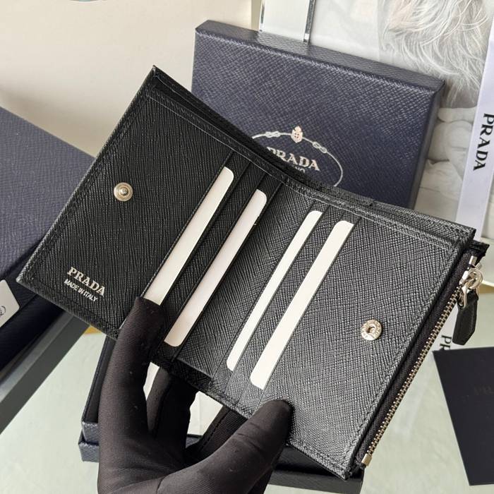 PRADA 1ML050 短財布 サフィアーノ十字紋 牛皮 サイズ:10x9cm