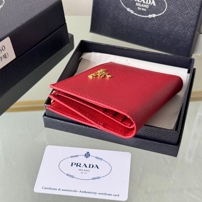 PRADA 1ML050 短財布 サフィアーノ十字紋 牛皮 サイズ:10x9cm