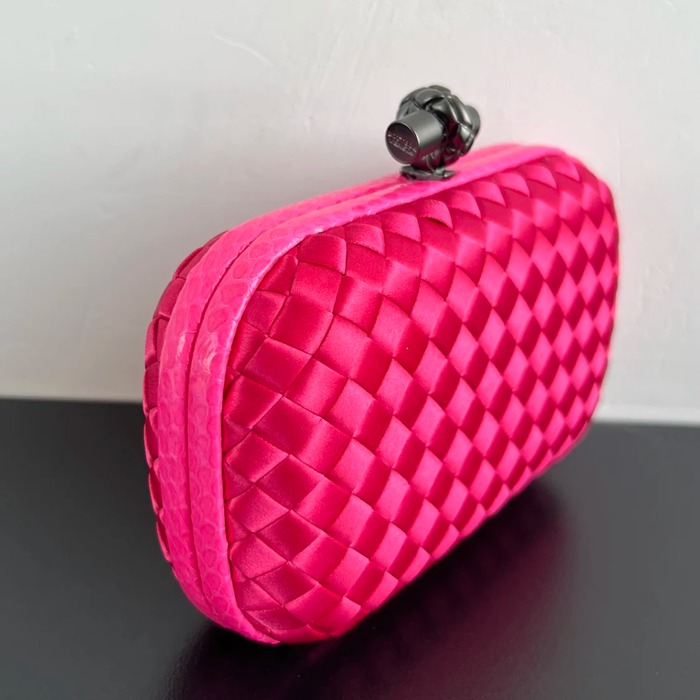 BOTTEGA VENETA BV 8651 ノット イブニングバッグ シルク編み蛇皮トリム 16x10cm サイズ:16x10cm