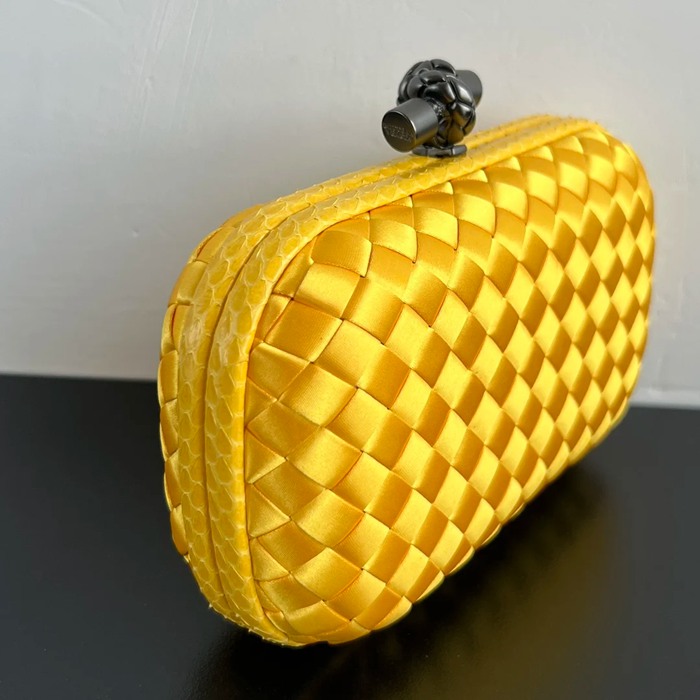 BOTTEGA VENETA BV 8651 ノット イブニングバッグ シルク編み蛇皮トリム 16x10cm サイズ:16x10cm
