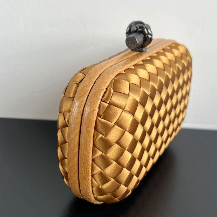 BOTTEGA VENETA BV 8651 ノット イブニングバッグ シルク編み蛇皮トリム 16x10cm サイズ:16x10cm