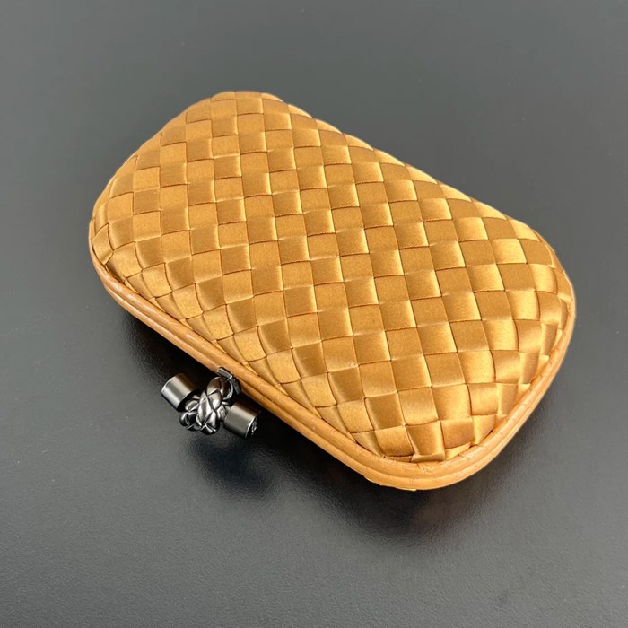 BOTTEGA VENETA BV 8651 ノット イブニングバッグ シルク編み蛇皮トリム 16x10cm サイズ:16x10cm